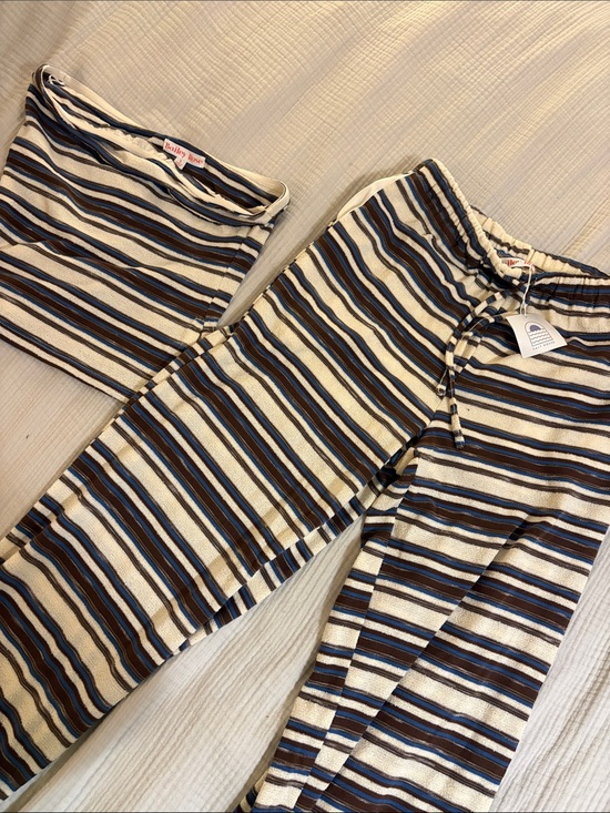 Bailey Rose Other - Bailey Rose Striped Knit Lounge Set- Cream, Blue, Brown